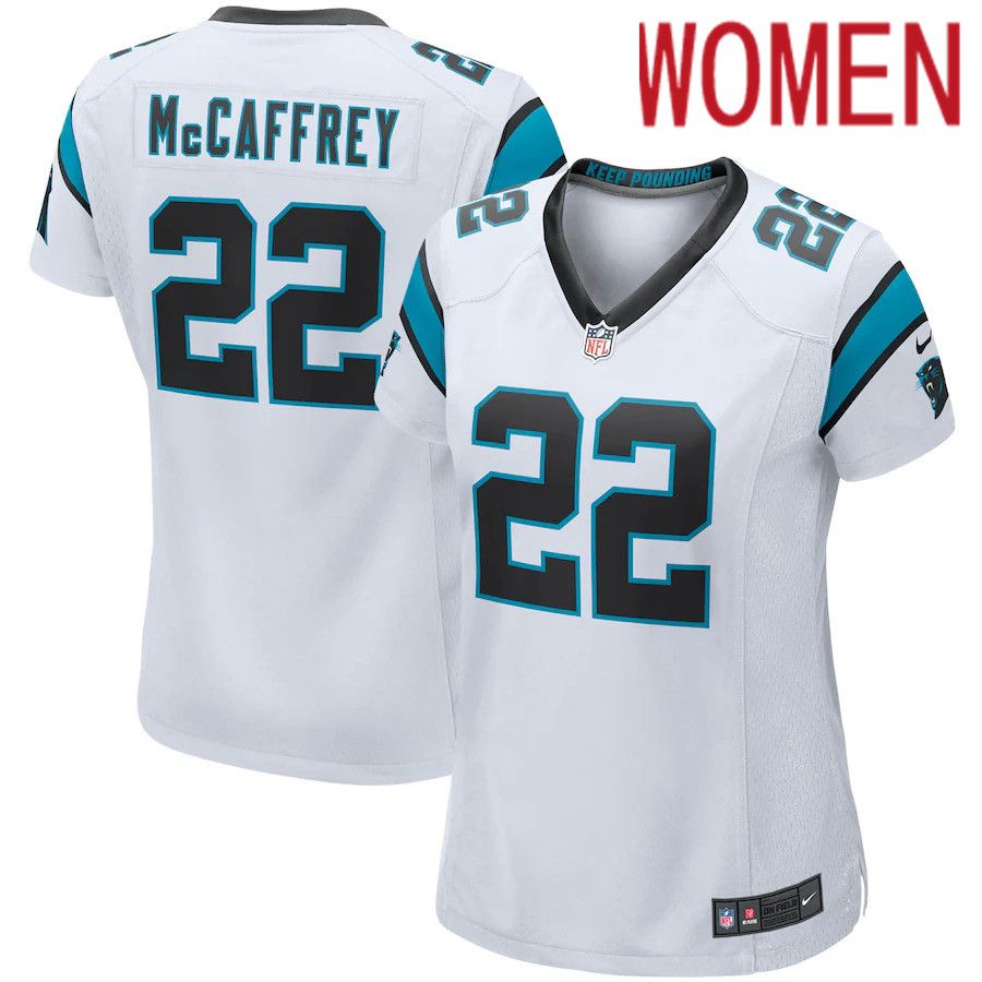 Women Carolina Panthers #22 Christian McCaffrey Nike White Game Player NFL Jersey